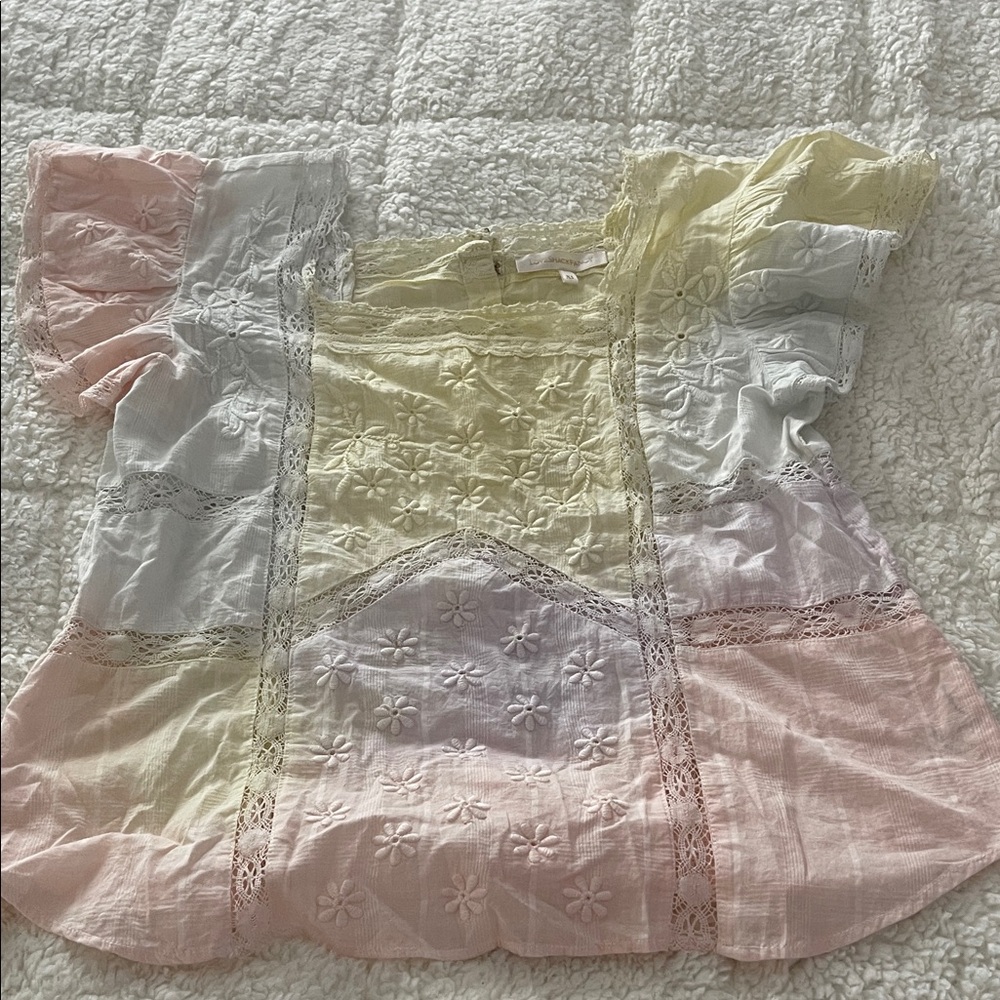 LoveShackFancy multi color pastel top. Size XS.